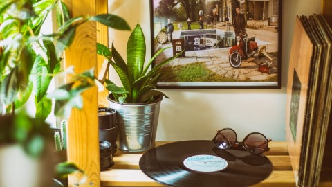 record and sunglasses