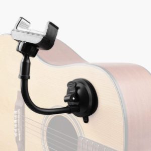 A guitar-mounted phone holder great idea for christmas gift