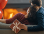 A happy couple exchanging thoughtful gifts, celebrating love and appreciation on Valentine's Day.